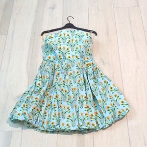 Agua by Agua Bendita Curandera Floral Print Strapless Dress